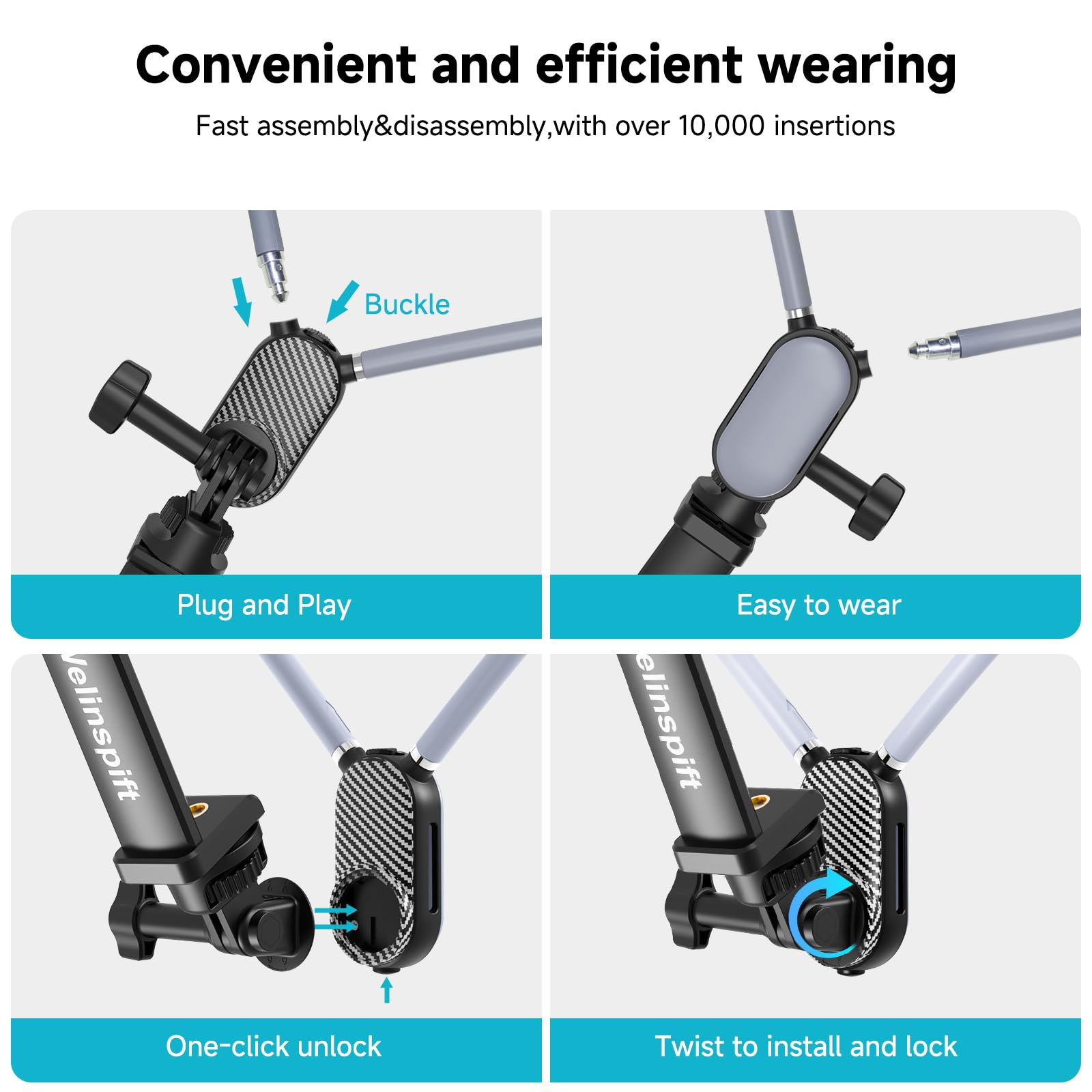 Premium Neck Phone Holder With Fill Light & Remote- Pov/Vlog Chest Phone Tripod Mount W/ Anti-Shake Strap For Hands-Free Recordi